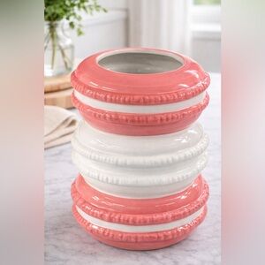 Pink and White Macaron Cookie Jar